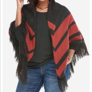 Cozy Red and Black Shawl